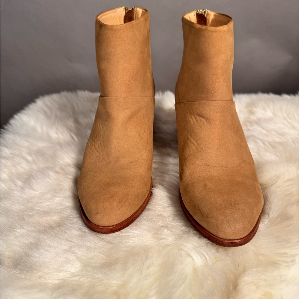 NISOLO Dari Boot - Ankle Booties Block Heel Suede Leather Wheat Tan Size 8.5 - Picture 8 of 14